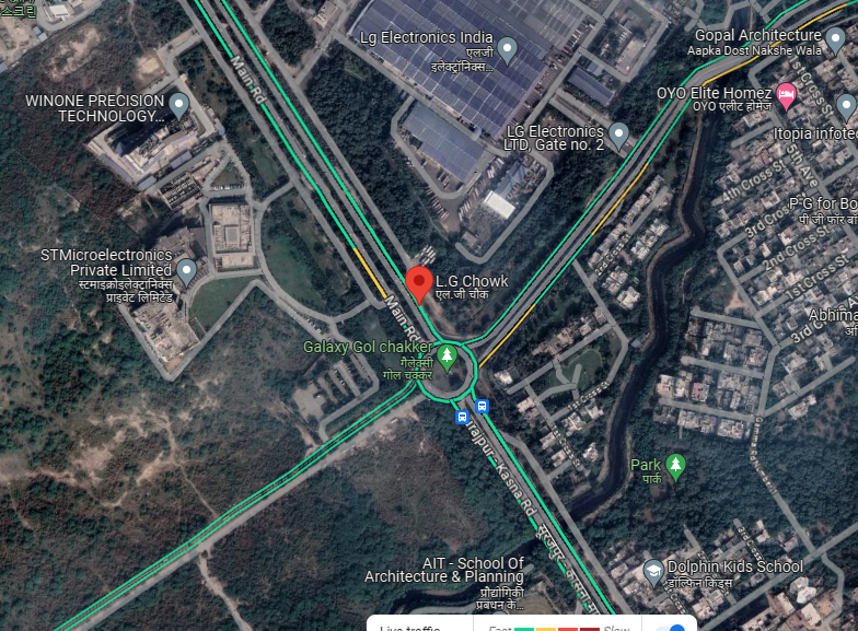 Map showing new road link between LG Chowk and Knowledge Park 3 in Greater Noida 2025 connectivity plan.